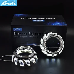 Ronan Spiral 110MM White COB Angel Eyes Shrouds 12V Daytime Running Light for 2.5 3.0 Inch Projector Lens Car Retrofit