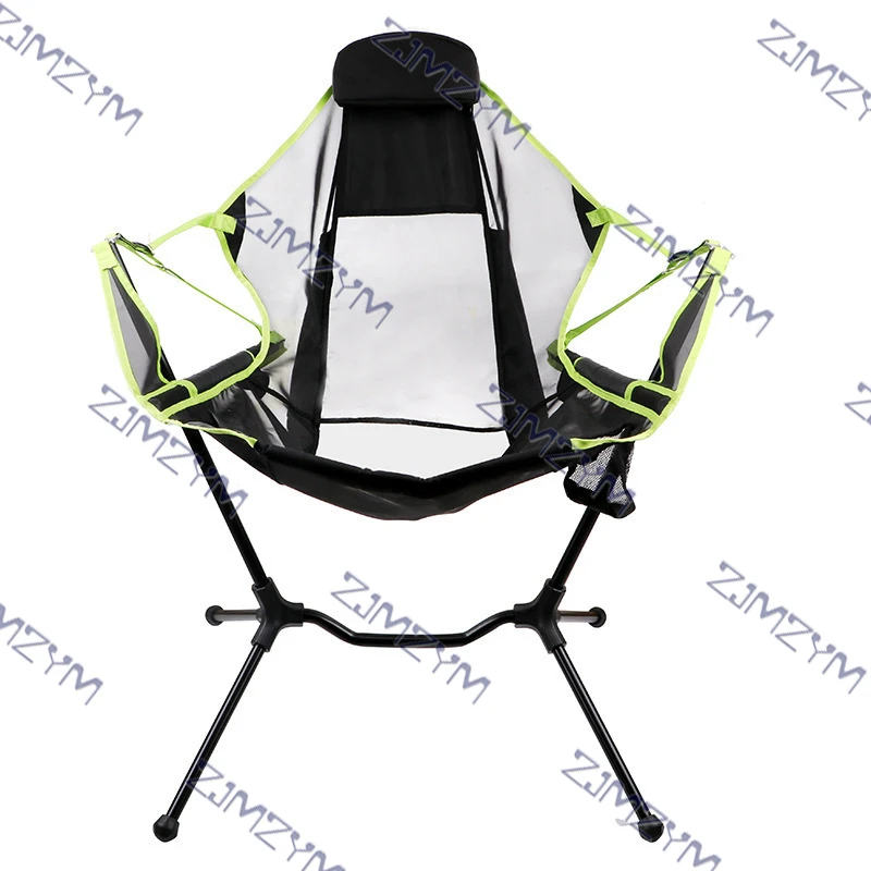 Outdoor Camping Folding Rocking Chair For Trips Leisure Chair With Pillows Fishing Beach Stool Adjustable Camping Rocking Chair