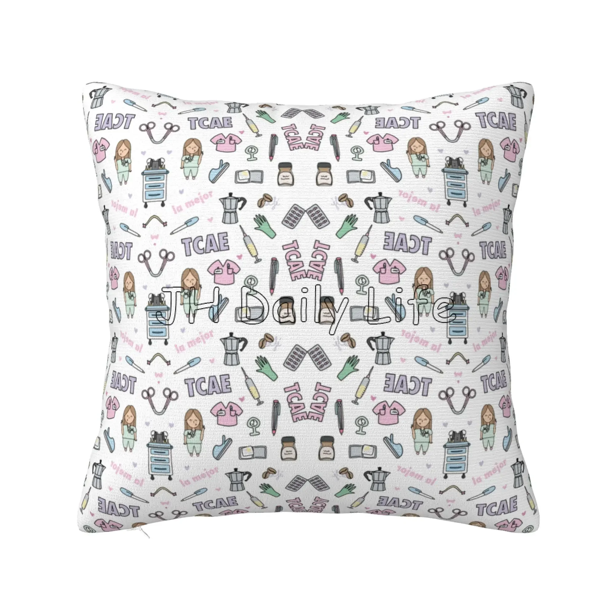 Custom Enfermera En Apuros Doctor Nurse Medical Pillow Case for Home Sofa Bed Decor Square Pillowcase Cushion Cover 18x18 Inch