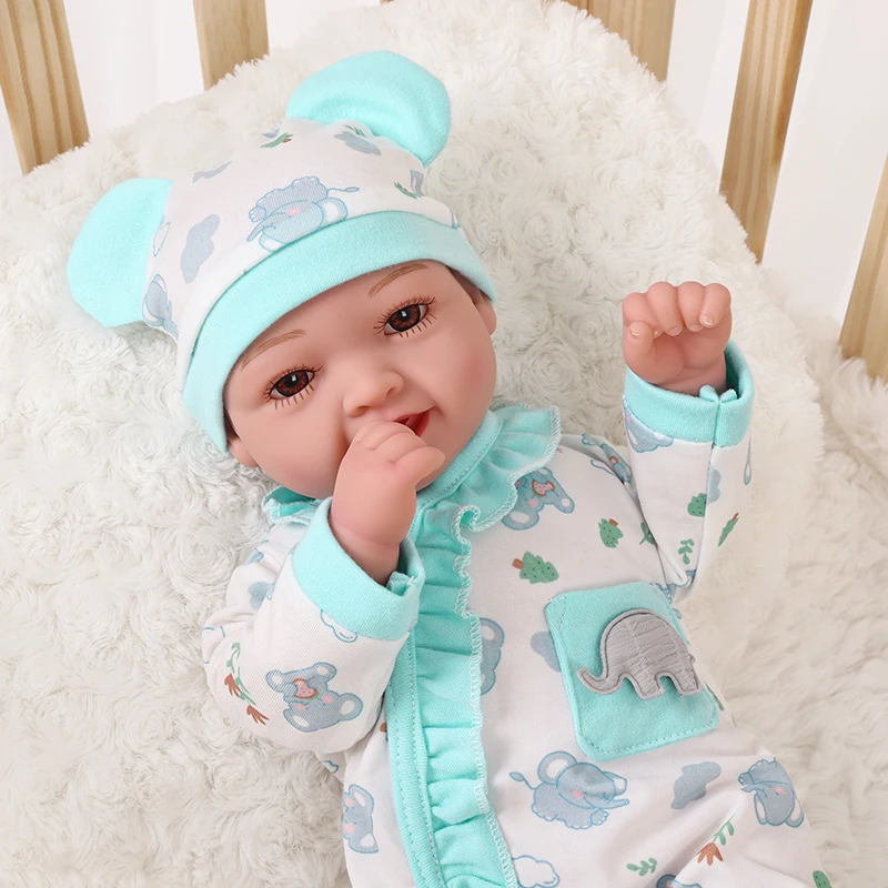 

17-дюймовая милая кукла реборн из винилового материала, тканевый корпус, подвижное тело, креативная детская игрушка, изысканный праздничный подарок