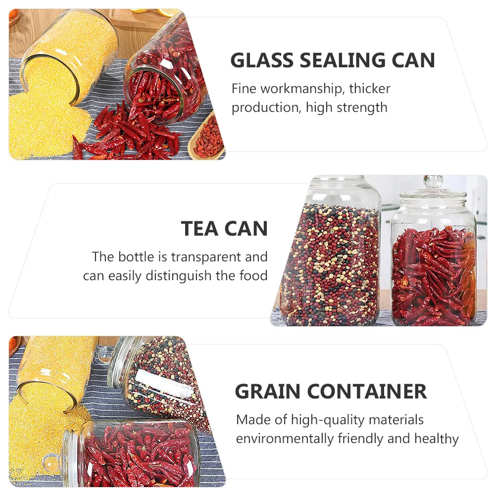 

1Pcs Glass Airtight Storage Canister Sealing Jar for Grain Tea Dried Fruit Nut Candy Food Storage Grain Container