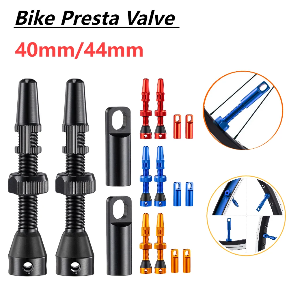 1 Pair 40mm/44mm Tubeless Presta Valve MTB Road Bike Tire Nipple Removable MTB Road Bike Tubeless Tire Valve Cycling Parts