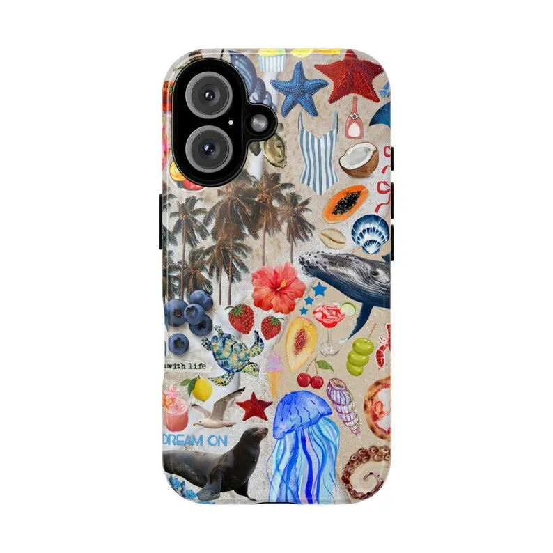

Refreshing Beach Luxury Design Phone Case for iPhone 17 16 15 14 13 12 11 7 8 Air Pro Max Plus Luxury Double-layer Back Cover