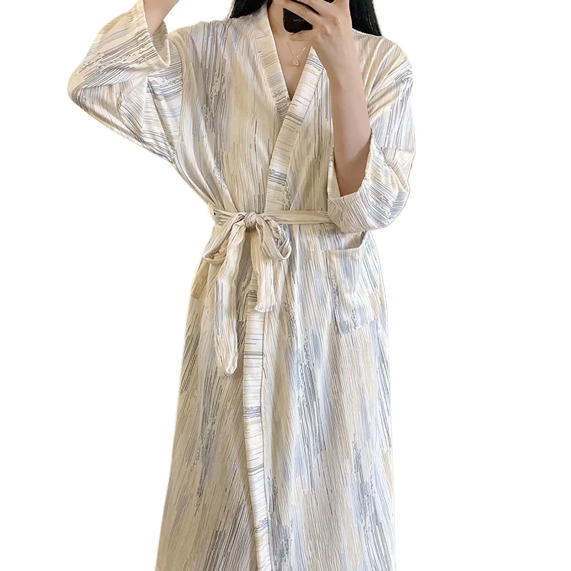 Tie Dye Robe for Women with Belt Summer Sleepwear Nightdress Japanese Pocket Night Wears One Piece Korean Reviews Many Pajama