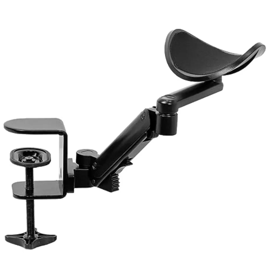 

Universal Clamp-on Adjustable Armrest Desk Cradle Rotating Elbow Cushion Above Table Extension Platform Arm Support Black MOUNT
