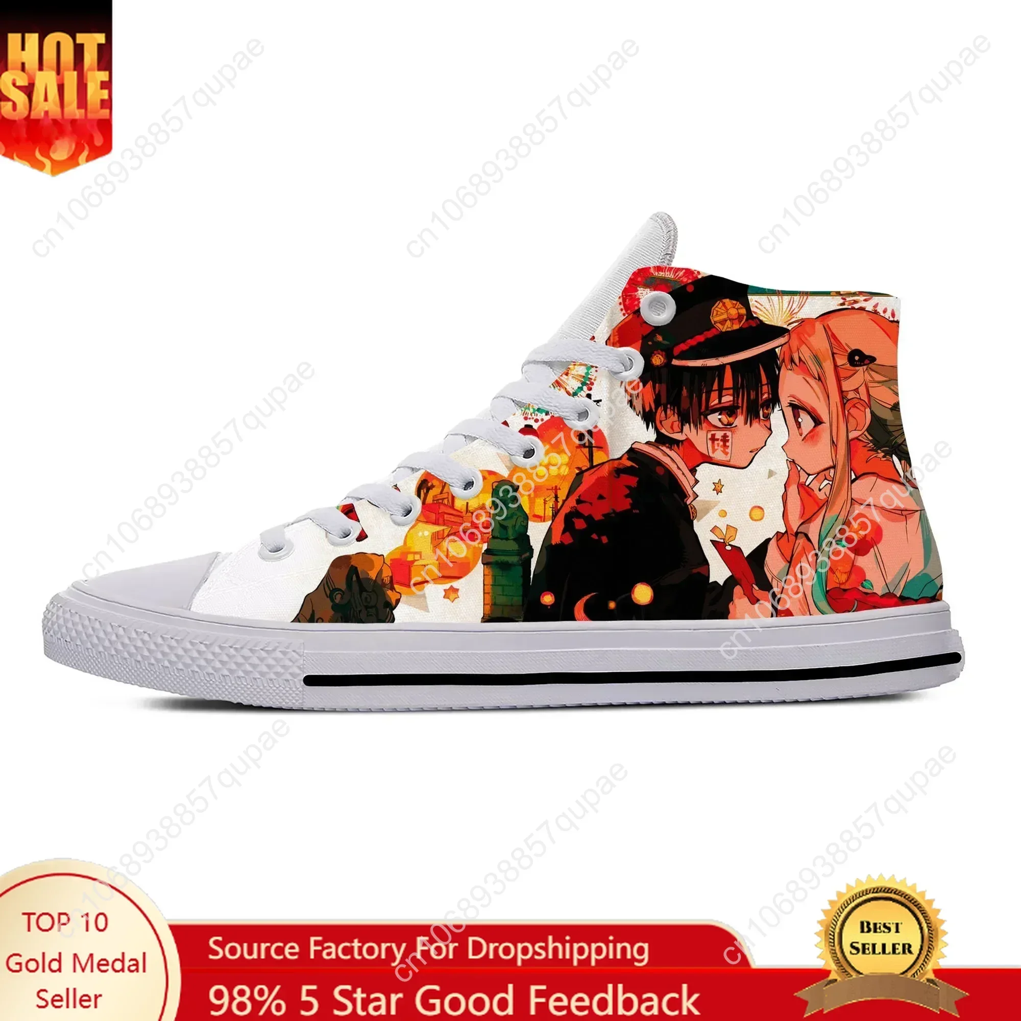 

Anime Manga Cartoon Comic Toilet Bound Hanako Kun Casual Cloth Shoes High Top Lightweight Breathable 3D Print Men Women Sneakers