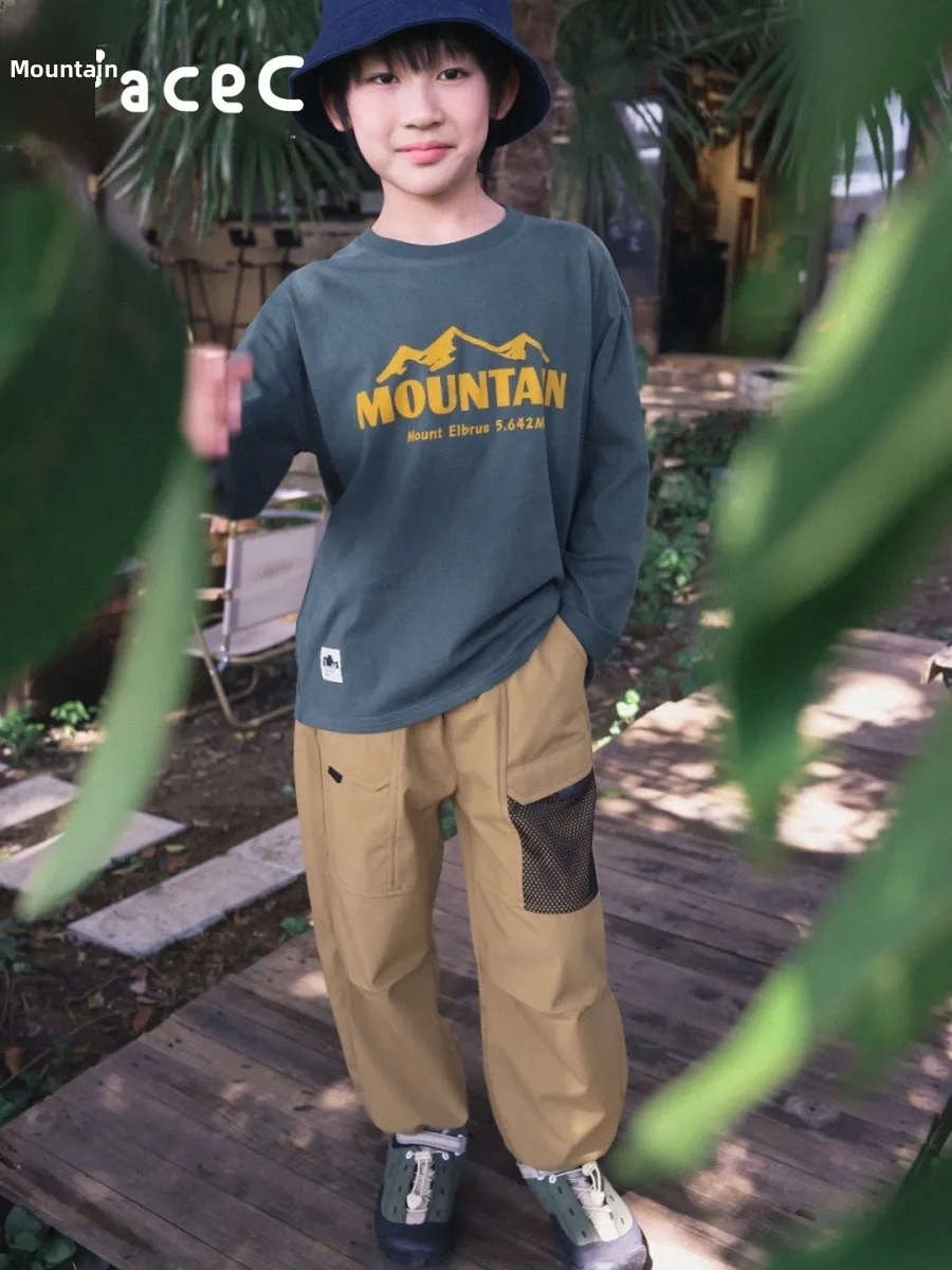 Facec Hard  Outdoor Pants for Boys Quick Dry Waterproof Loose Fit Spring Autumn New Style Long Pants Polyester Fiber