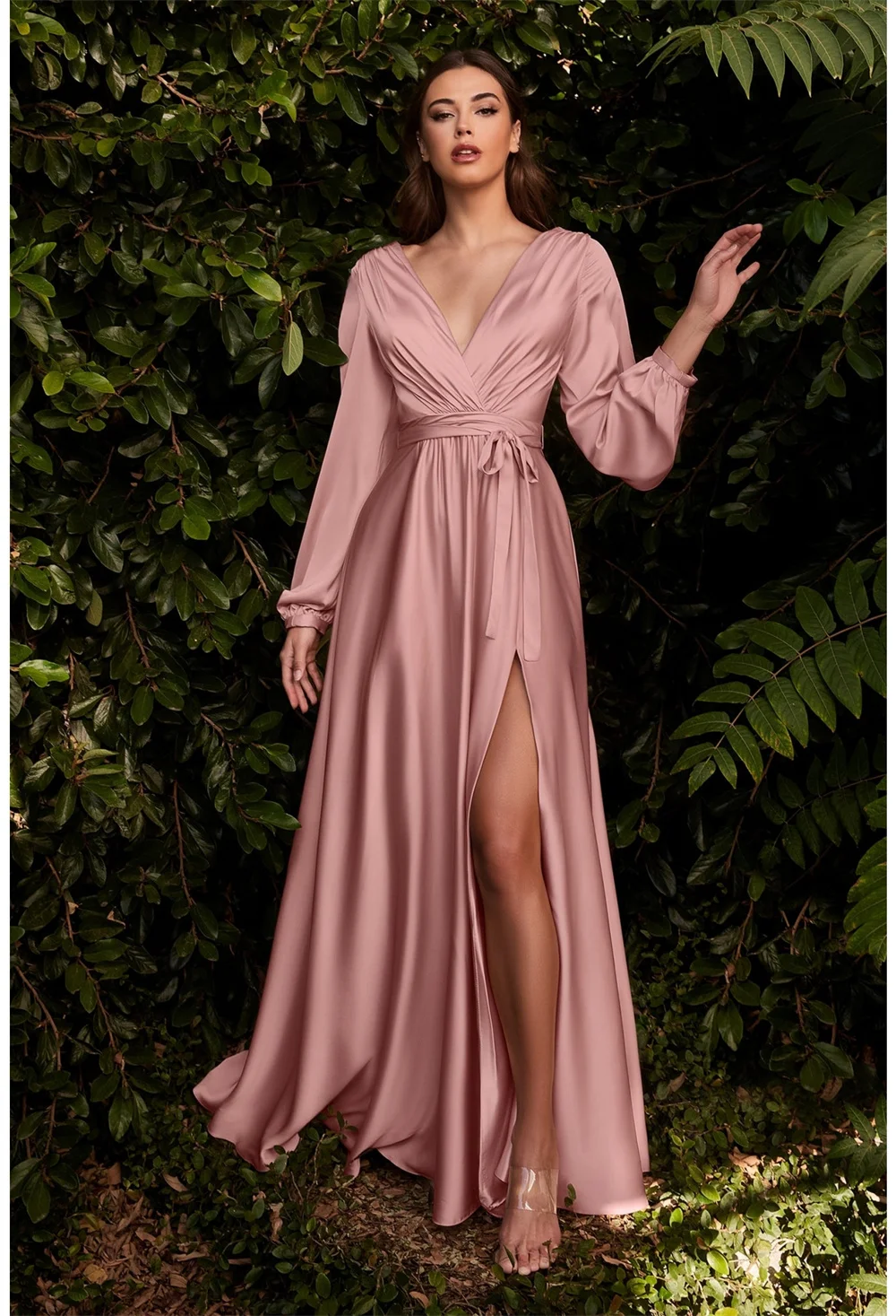 Off the Shoulder V-neck Bridesmaid Dresses for Wedding Split Long Sleeves Pleated Corset Formal Prom Gowns A-line Evening Dress