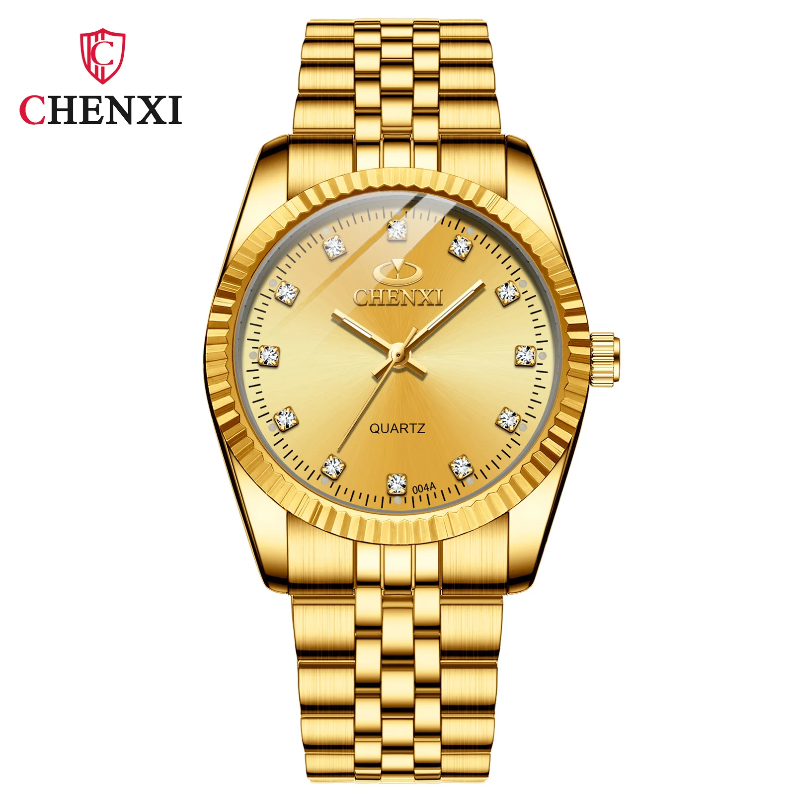 Reloj de cuarzo con esfera grande para hombre y mujer, cronógrafo de negocios resistente al agua con diamantes de agua, pulsera de acero, regalo