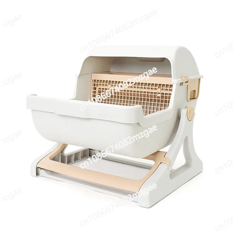 Cat Toilet Extra Large Semi-automatic Pet Toilet Semi Enclosed Cat Litter Box Environmentally Friendly Material