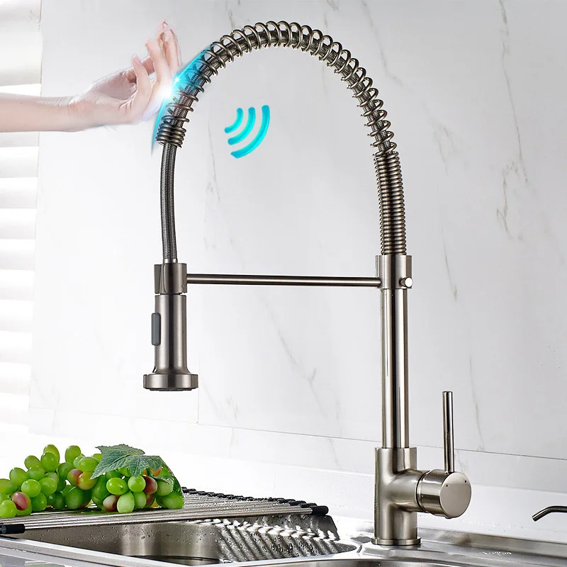 

Touch Spring Kitchen Faucet of Pull Out Kitchen Sink Faucets Sensitive Spring Kitchen Tap Smart Touch Spring Kitchen Faucets