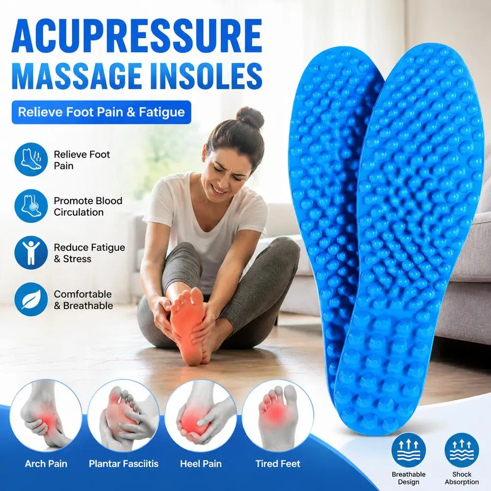 1 Pair Finger Pressure Board Massage Insole Relieve Foot Fatigue Shoes Insoles Men Woman Shoe Pads Soft Sports Casual Shoes Pad