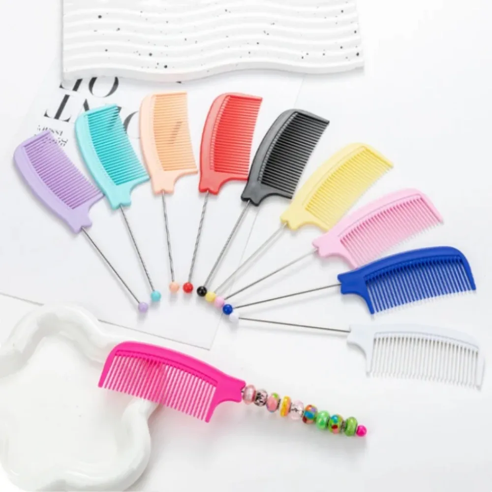 1/3/5/10pcs Plastic Beaded Hair Comb Anti-Static Rat Tail Combs Creative DIY Multi-color Beads Comb Hair Styling Accessories