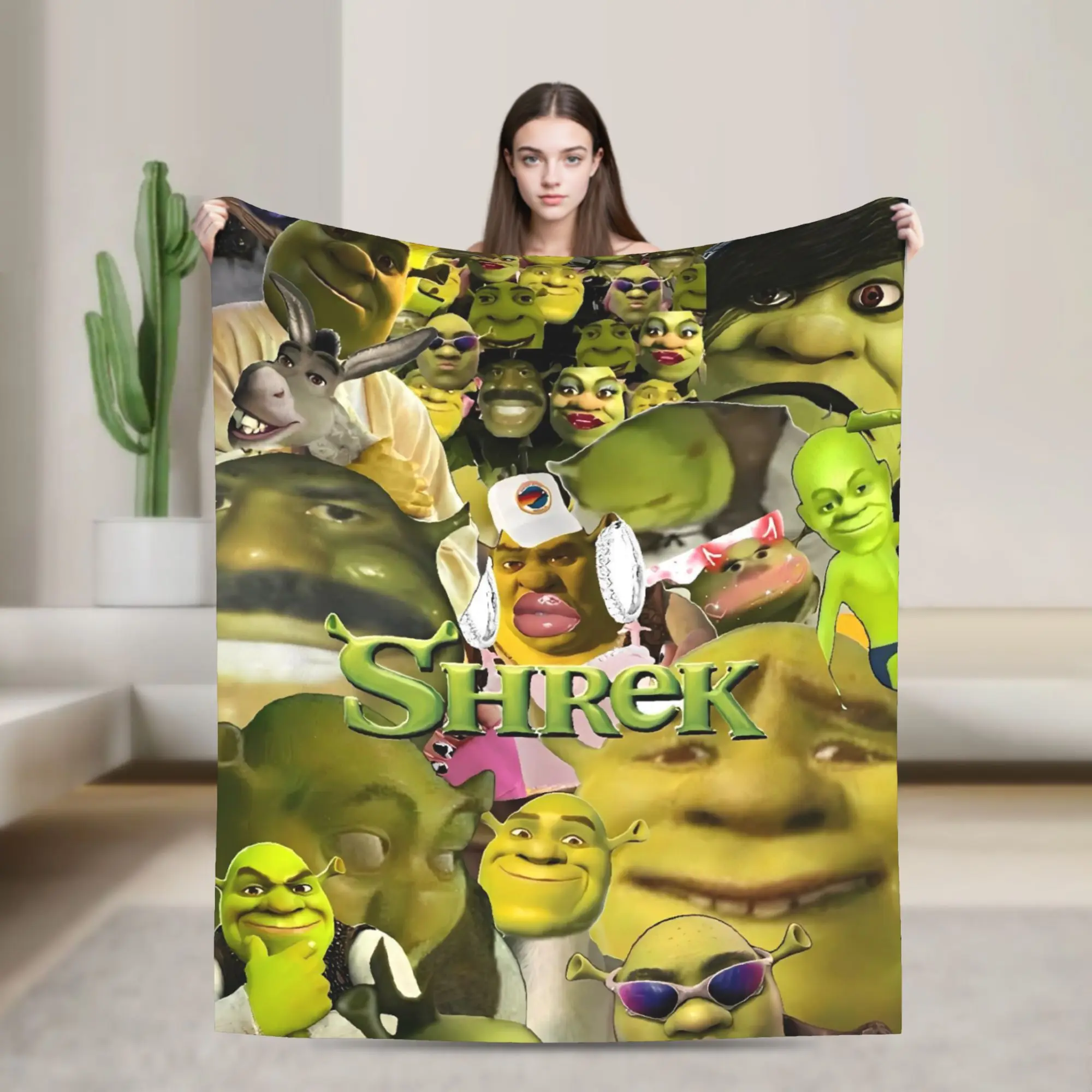 

Одеяло Pun werk swampf S-shreks, теплое забавное плюшевое одеяло для гостиной, путешествий, фланелевое покрывало, покрывало