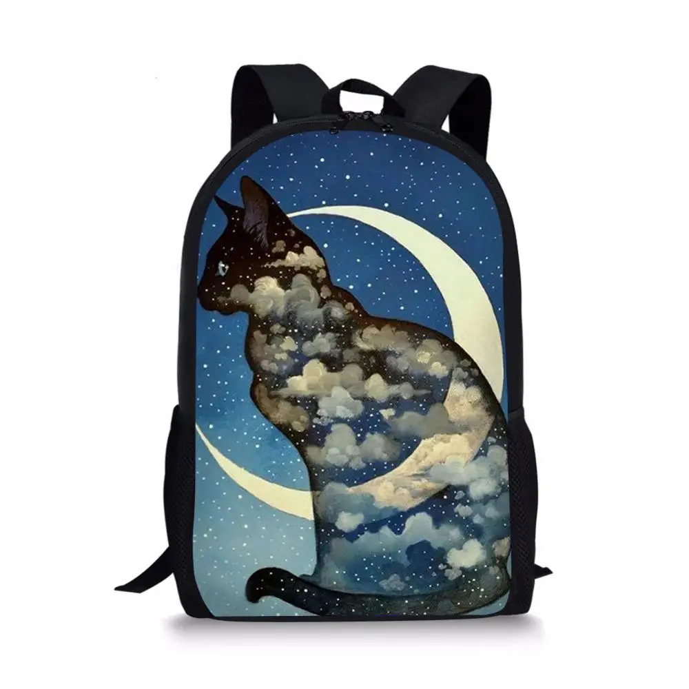 Mochila escolar con estampado 3D de gato para niños y niñas, morral escolar para adolescentes, bolsa de libros de viaje