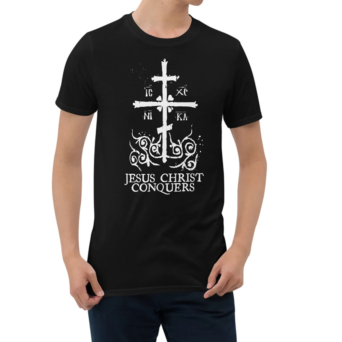 

Jesus Christ Conquers | ICXC NIKA Orthodox Cross T-Shirt 100% Cotton O-Neck Short Sleeve Summer Casual Mens T-shirt Streetwear
