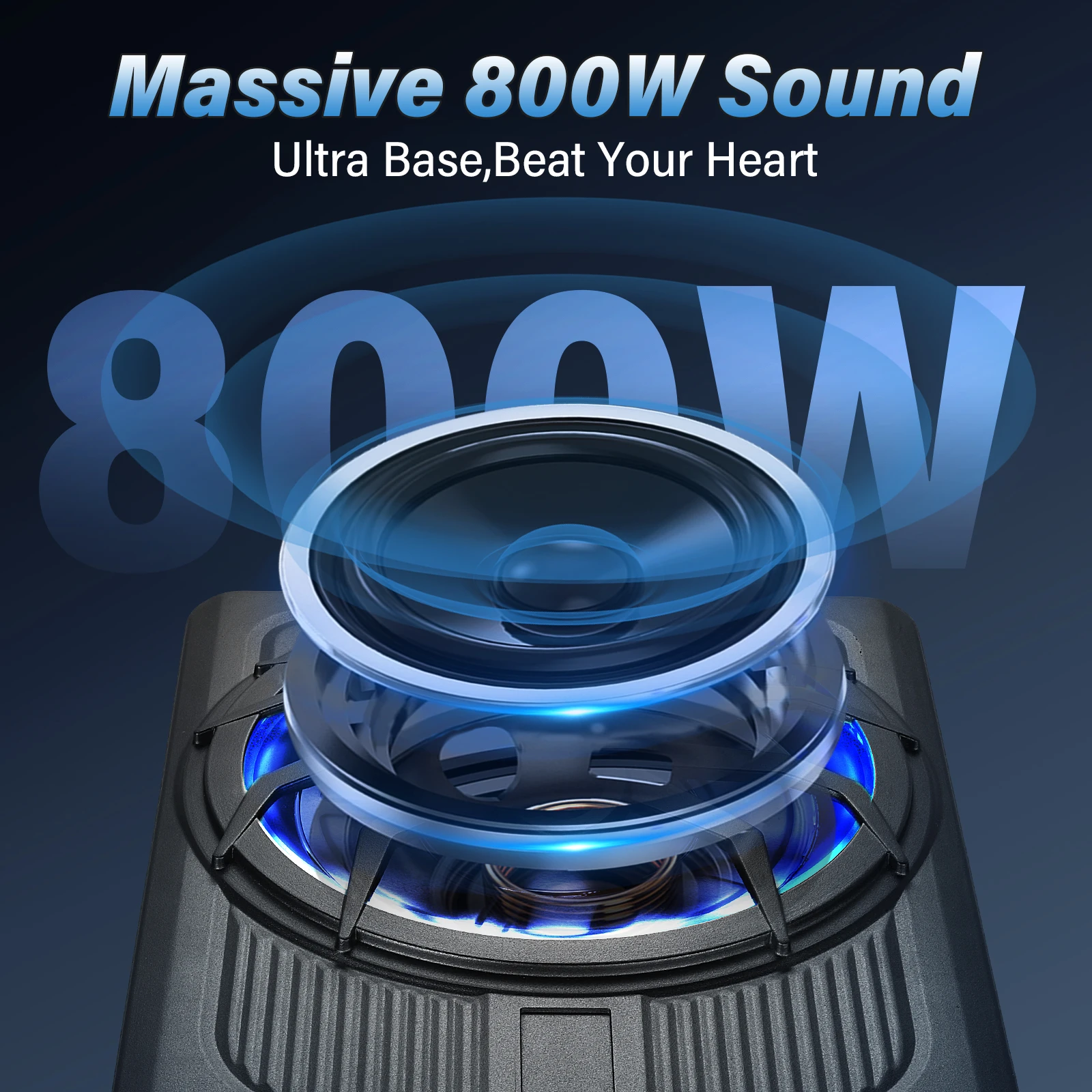 10 Zoll Aktiver Untersitz-Subwoofer mit Blauer LED-Beleuchtung, Kompakter Auto-Subwoofer für LKW, SUV, Fahrzeuge mit Begrenztem Platz, Kraftvoller Bass – Detail 6