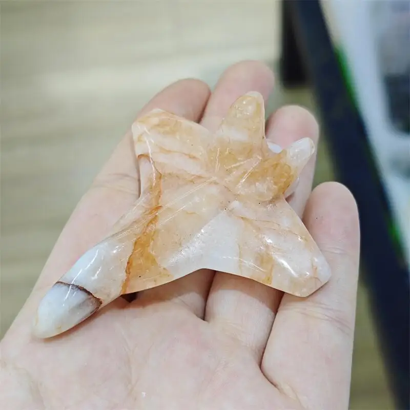 Natural Yellow Fire Quartz Hematoid Warplane Healing Reiki Crystal Gemstone Carved Sculpture Collection Holiday Gift 1pcs