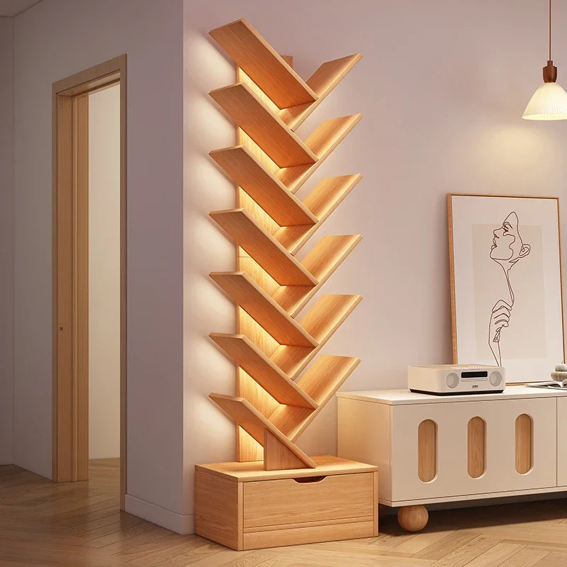 2026 Hot Sell Simple Durable Storage Tree Density Board Bookshelf For Living Room Bedroom Study