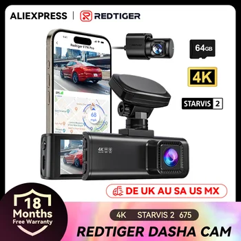 REDTIGER F7N PRO cámara DASH 4K grabadora de vídeo WIFI GPS FOV 170 cámara de salpicadero con SONY STARVIS 2 SENSOR visión nocturna