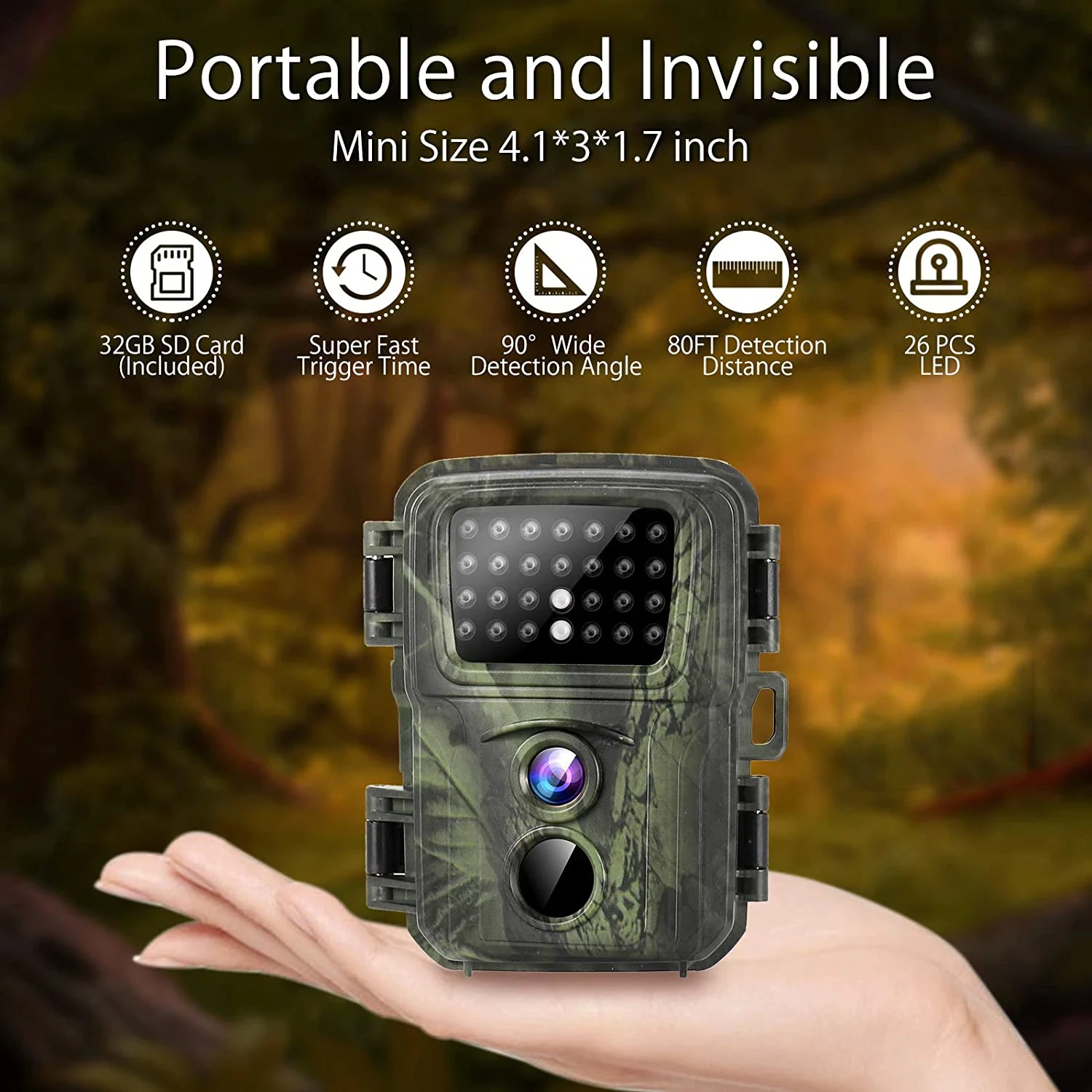 

Mini600 Trail Hunting Camera Mini Forest Animal Camera 20MP 1080P Night Photo Trap Surveillance Tracking Wildlife Hunter Camera