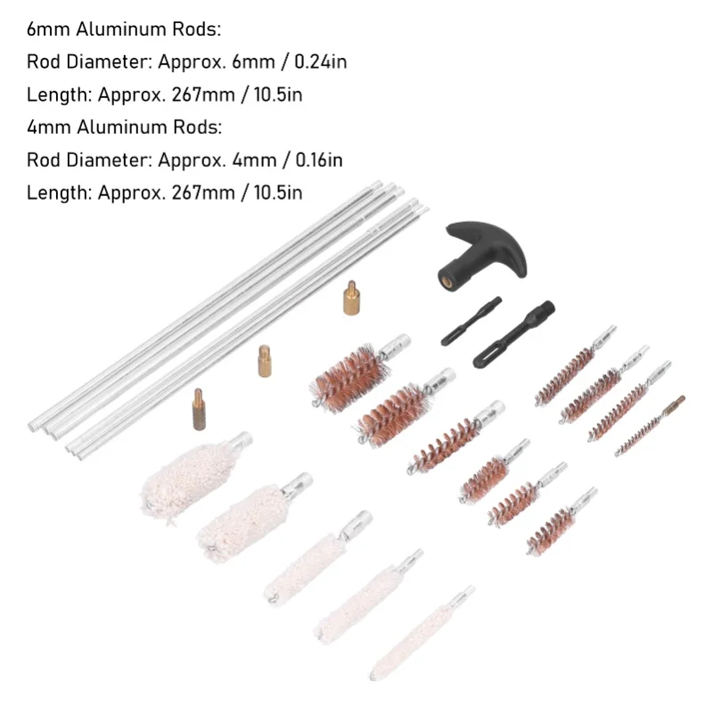 Универсальный набор для чистки пистолета, 28 шт., аксессуары для бочки винтовки, ящик для инструментов, набор щеток из алюминиевого сплава