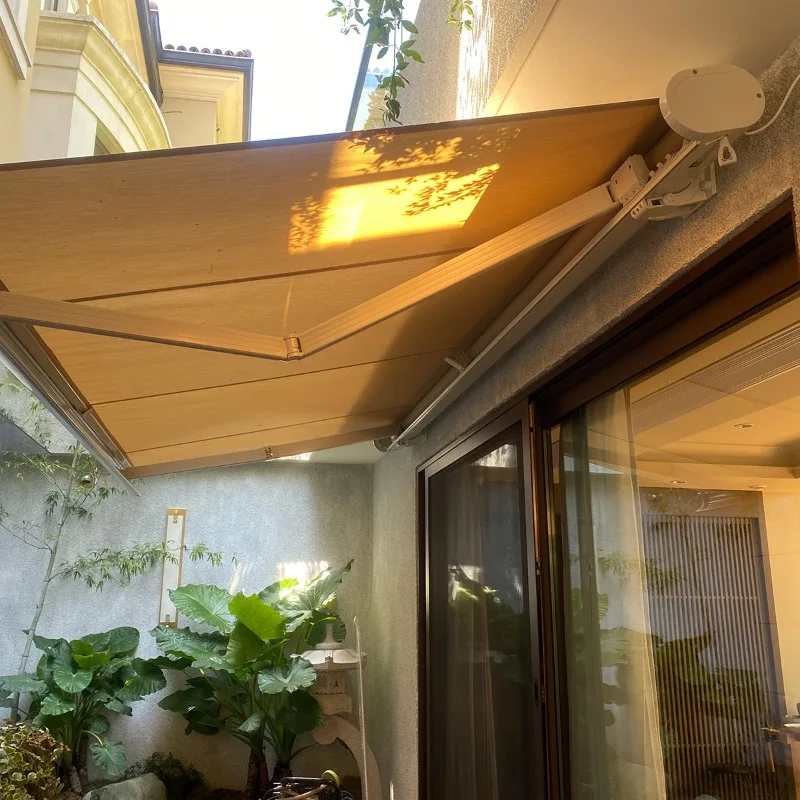 Intelligent electric telescopic roof awning crank arm fabric built-in installation French window pinhole technology
