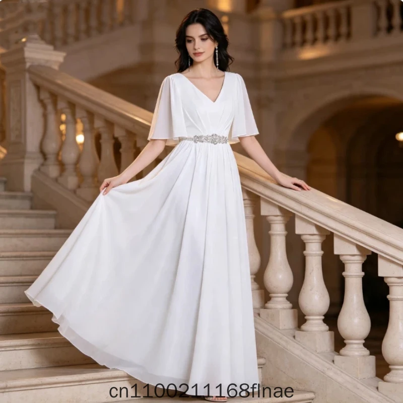 Modern Dance Costume White New Choir Performance Costume Female Host Stage Competition Banquet Evening Gown