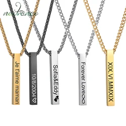 Nextvance Engraved Name Necklace Stainless Steel Personalized Cuban custom ID Pendant Necklaces For Women Birthday Jewelry Gift