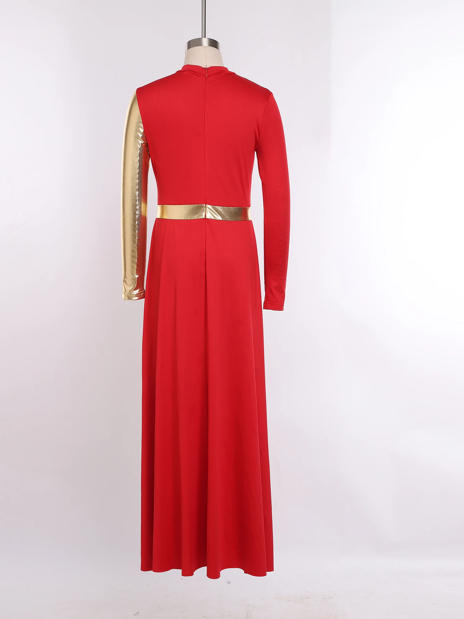 Fotografia 5: Vestido de Dança de Louvor para Meninas, com Mangas Compridas, Comprimento até o Tornozelo, Estilo Color Block, com Leggings Integradas, para Coro de Igreja