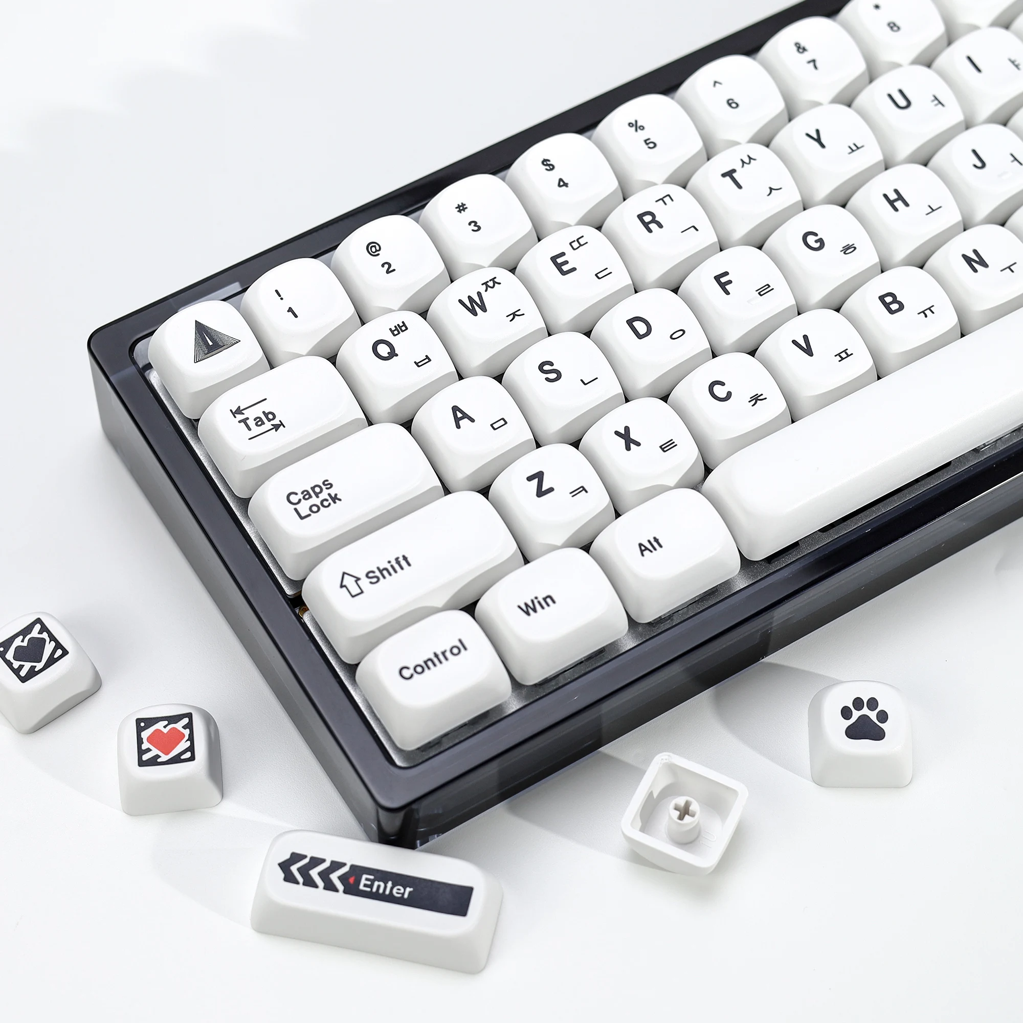 KBDiy Korean Keycap PBT GMK Minimal White Keycaps Mechanical Keyboard Gaming Custom KOA Profile 135 Keys Caps for MX Switches