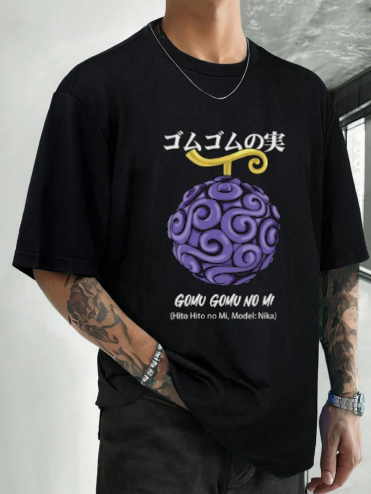 Übergroße Anime One Piece Teufel Obst Grafik T-shirt Mann Streetwear Frauen Kurzarm T Baumwolle Lose Y2k Kleidung Top Sommer