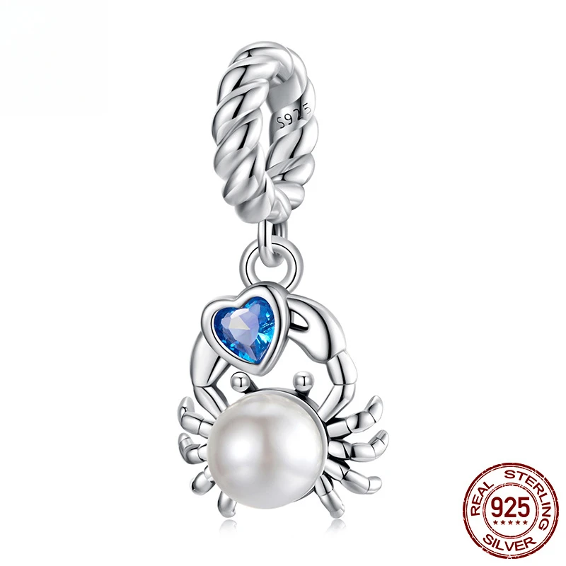 Ocean Style Crab Pendant S925 Sterling Silver With Certificate Ornament Accessories diy Loose Beads String Beads Hypoallergenic