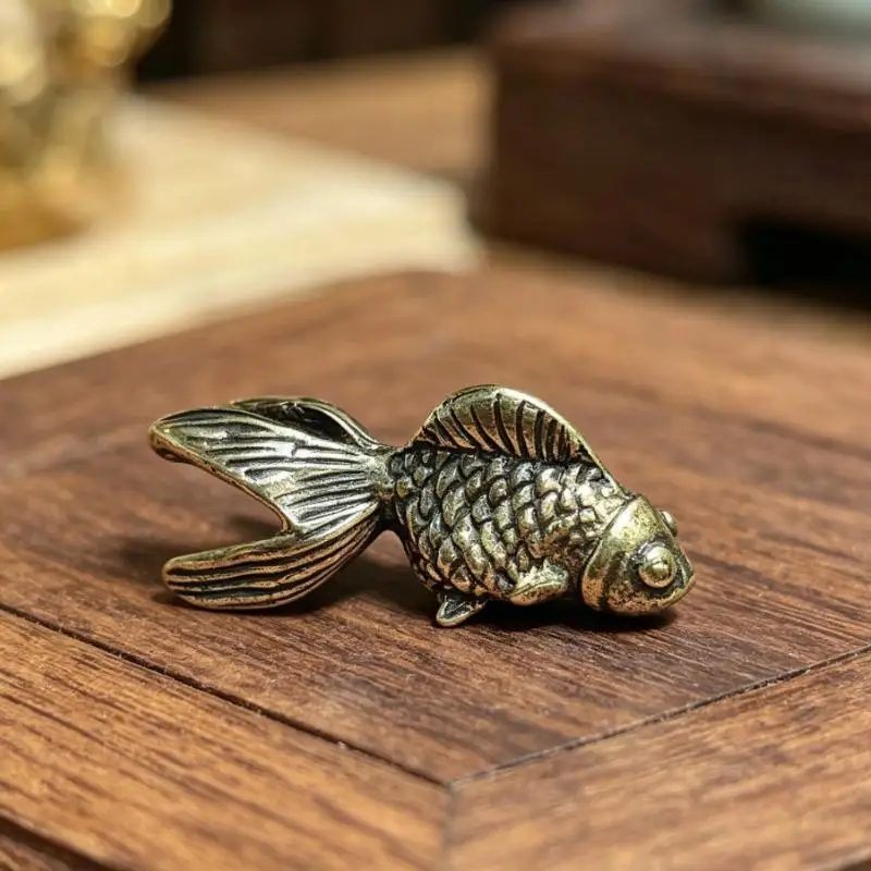 Mini-Goldfisch-Figuren Retro Messing Glückstier-Statue Ornament Heimdekoration Schreibtischdekoration Teetier Niedliche Geschenke – Detail 5