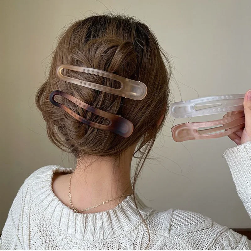 

2026 Acrylic Matte Duckbill Hair Claws Barrettes Bow Solid Color Hair Clips Hair Accessories For Women Hairpin Ponytail Headwear