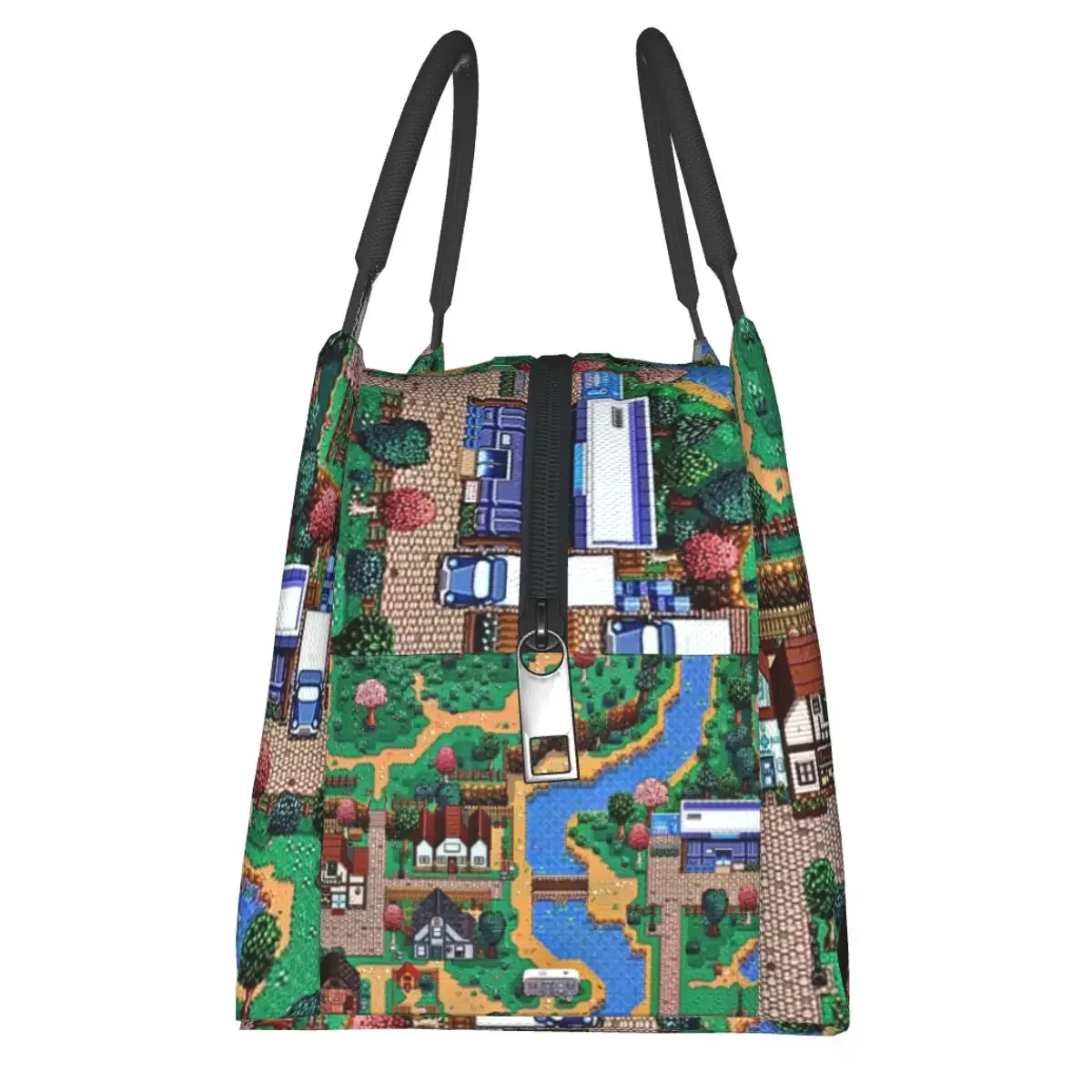 

Stardew Valley Town Map Lunch Bags Insulated Bento Box Waterproof Lunch Tote Picnic Bags Cooler Thermal Bag for Woman Children