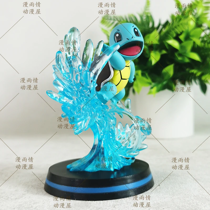 

12cm Anime Pokemon Figure Tabletop Decoration Squirtle Play Water Scene Figurine Exquisite Desktop Collectible Ornaments Gift