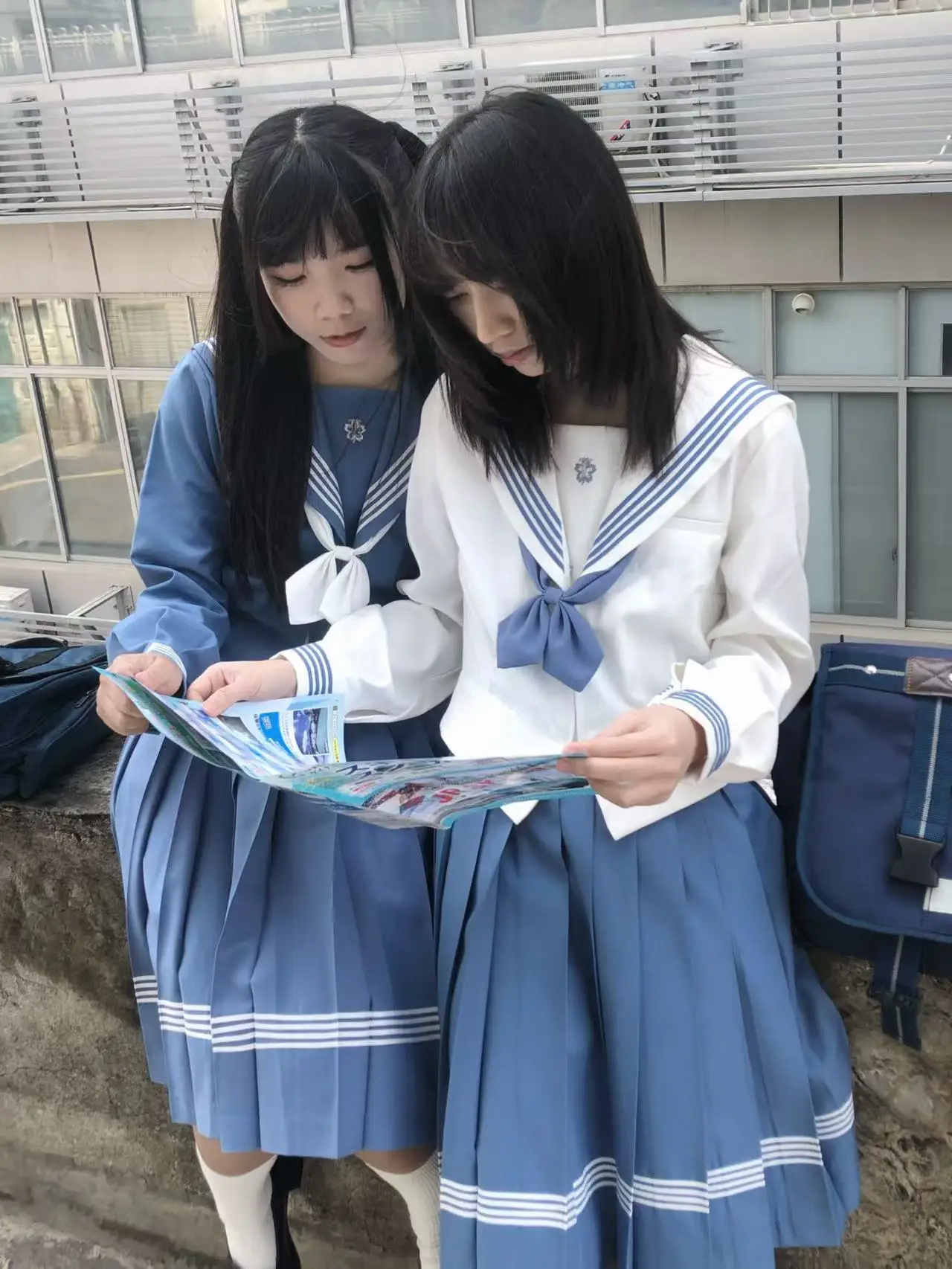 

Original Water Listening Sound JK Sailor Uniform Set Women's Long Sleeve College Style Spring Summer Shirt Top Quality Polyester