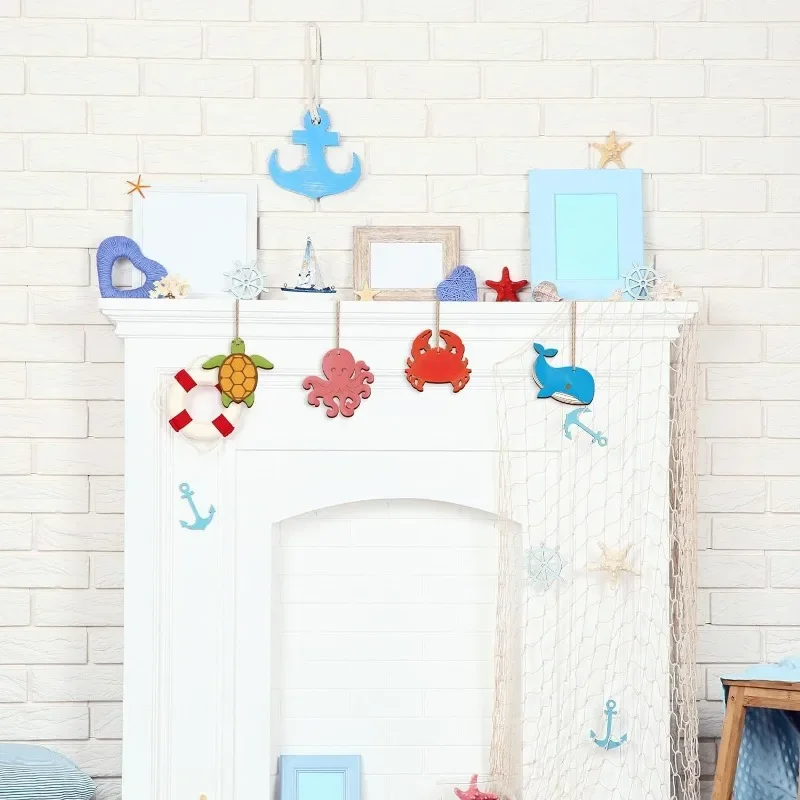 10pcs Wooden DIY Sea Ocean Animals Ornaments Seahorse Unfinished Wood DIY Craft Starfish Octopus Turtle Crab Whale Wood Crafts