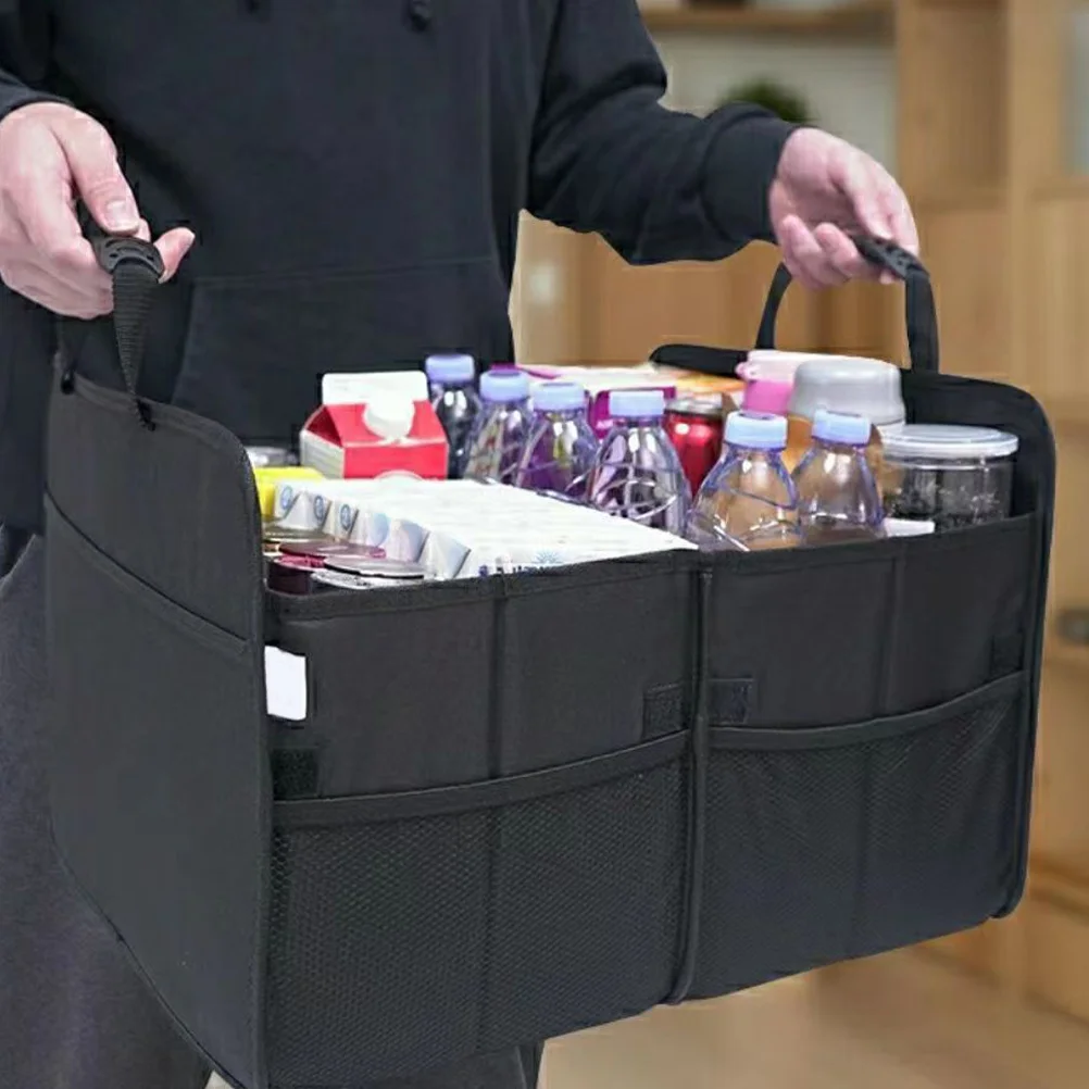 

Car Trunk Organizer Large Capacity Storage Box Portable Handle Non-Woven Fabric for Suv Camping Outdoor Car Trunk Organizer