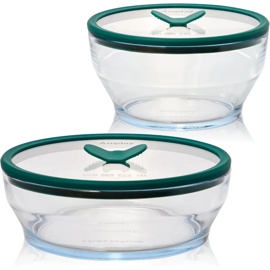 

Anyday, 4 шт., большое стеклянное хранилище для еды со стеклянными крышками, пластик, без приготовления еды, микроволновая печь, посуда, штабелируемая герметичная кладь для хранения