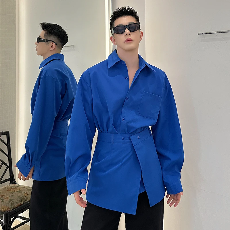 

Korean Style New Fashion Men Shirt Long Sleeve Solid Color Two-piece Summer Male Clothing Single Breasted Shirts 9W2342