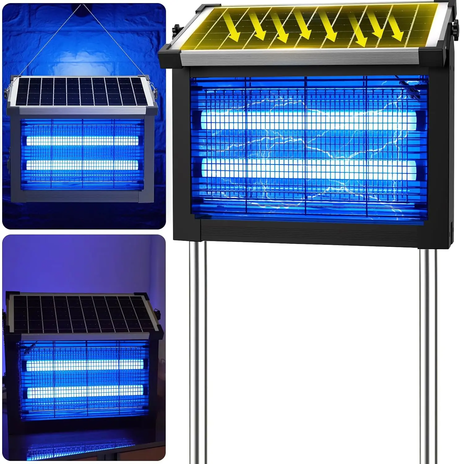 JOYINLED Solar Bug Zapper Outdoor Solar Mosquito Zapper Waterproof Rechargeable Electric Fly Zapper Backyard Patio Campin Indoor