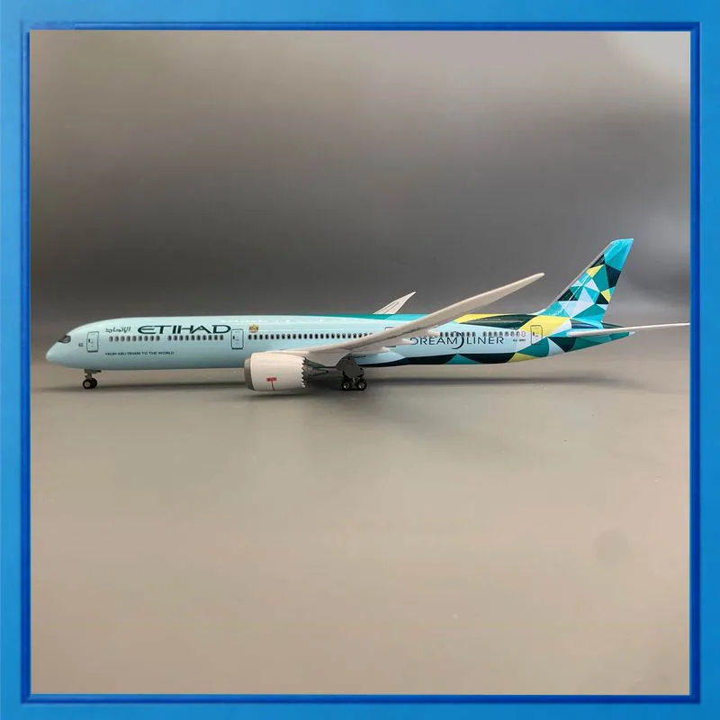 

Etihad Airplane Model 787 10 Dreamliner Green Diamond 43Cm With Led Lights Wheels Simulated Static Aircraft Decor For Collectors