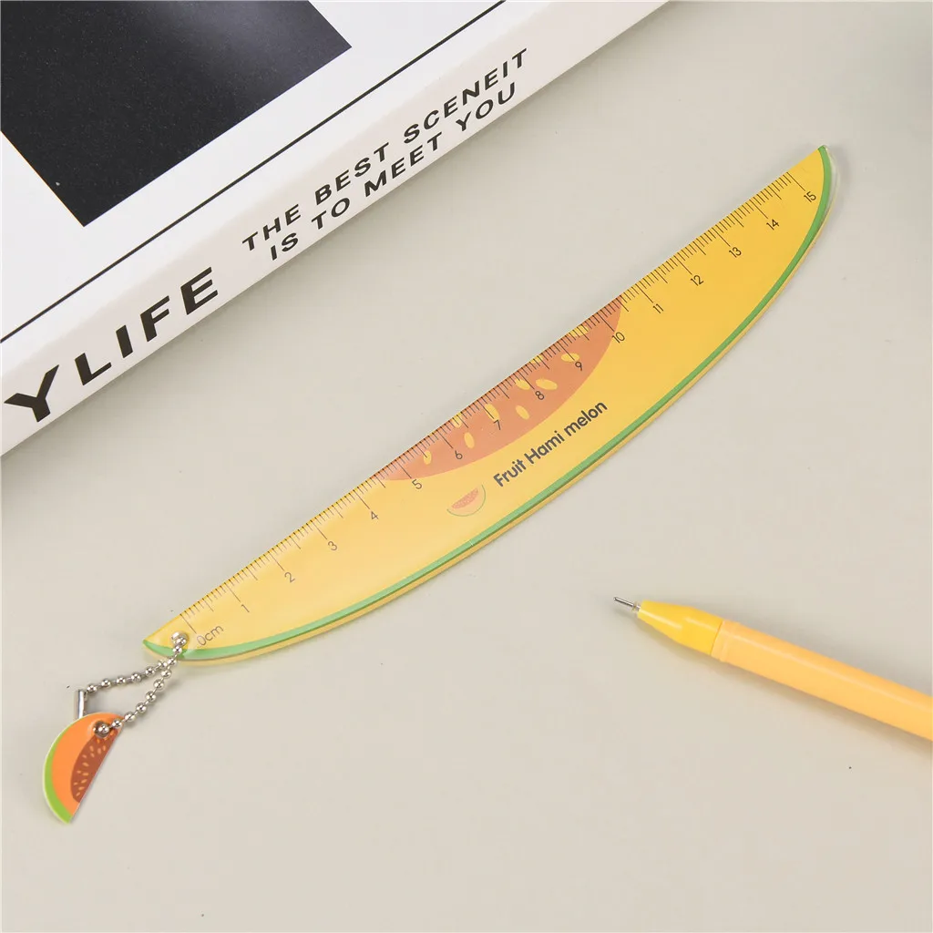 

Watermelon Ruler Decorative Cartoon Ruler Student Stationery Ruler Fruit-Themed For School Classroom Educational Use