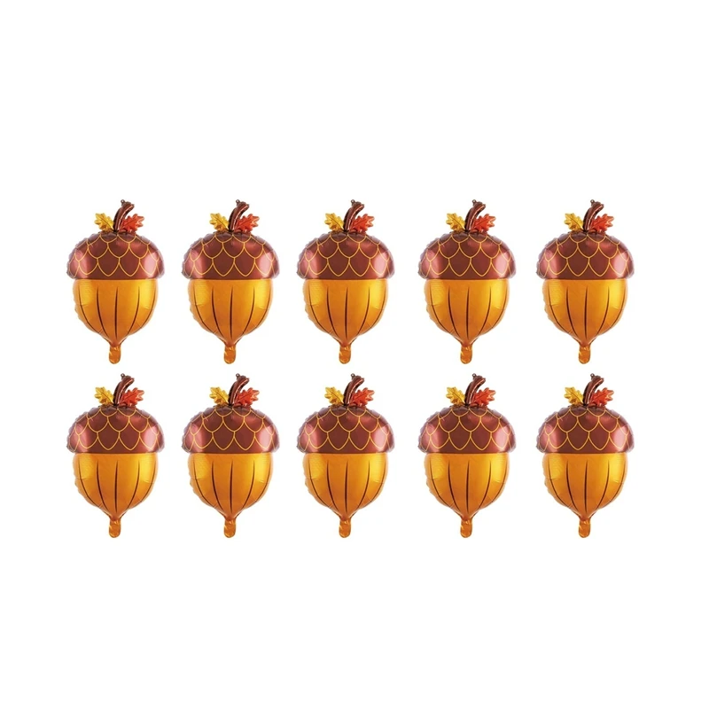 10Pcs Acorn Balloons Foil Fall Acorn Balloons For Baby Shower Birthday Fall Thanksgiving Party Decorations