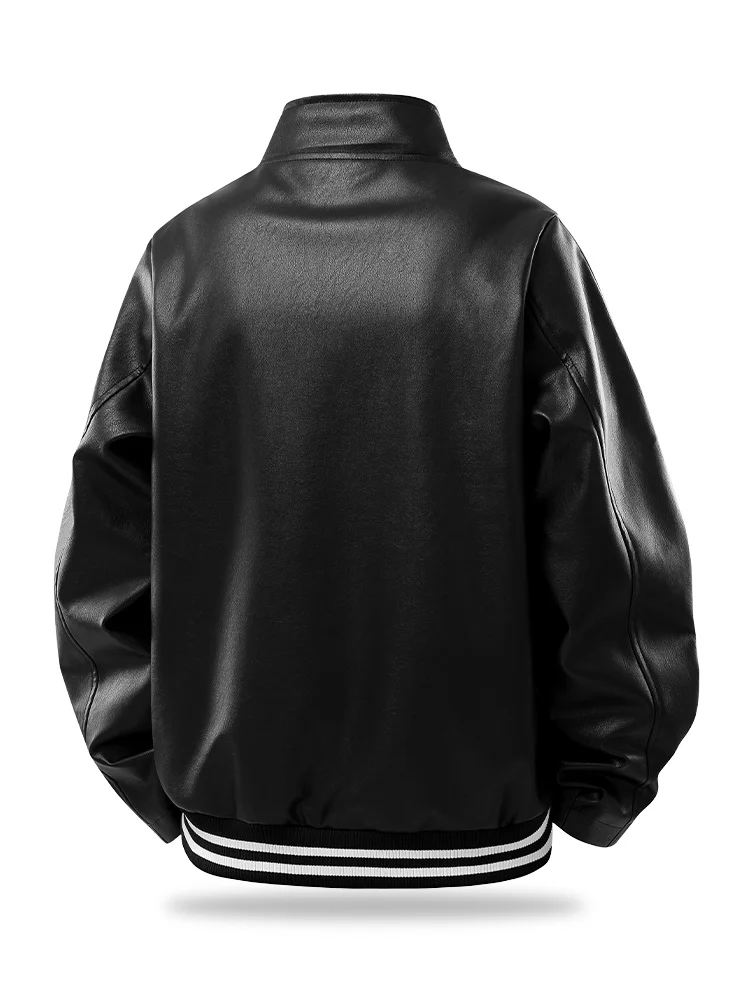 Kurtka męska Jeanswest American Retro Motorcycle Sle Leather Jaet, jesienna, ze stójką, w stylu lotniczym, odzież wierzchnia, casualowa, zapinana na zamek, PU L...