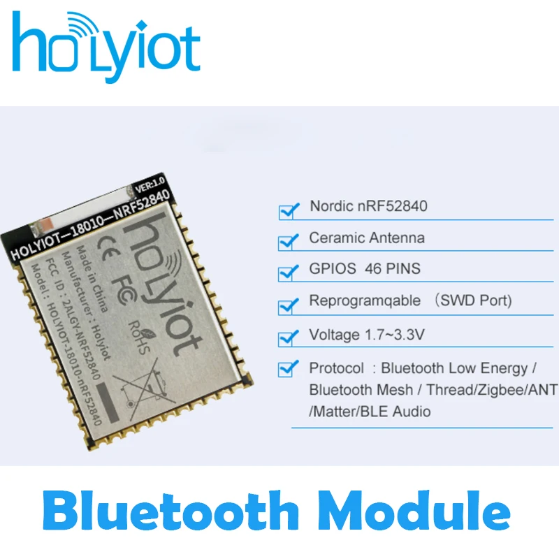 Holyiot-Puce Bluetooth à Faible Consommation d\'Massage, graphite mesurz, pour Antenne Céramique, Tour de Tournesol, Technologie NRF52840