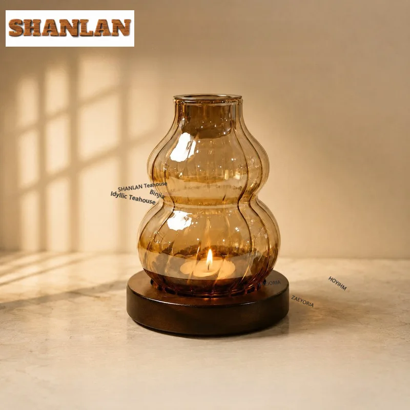 Gourd-shaped Glass Candle Holder Incense Holder Mist Smoking Steamers Incense Burners Consecrate Censer Tea Services Decoration