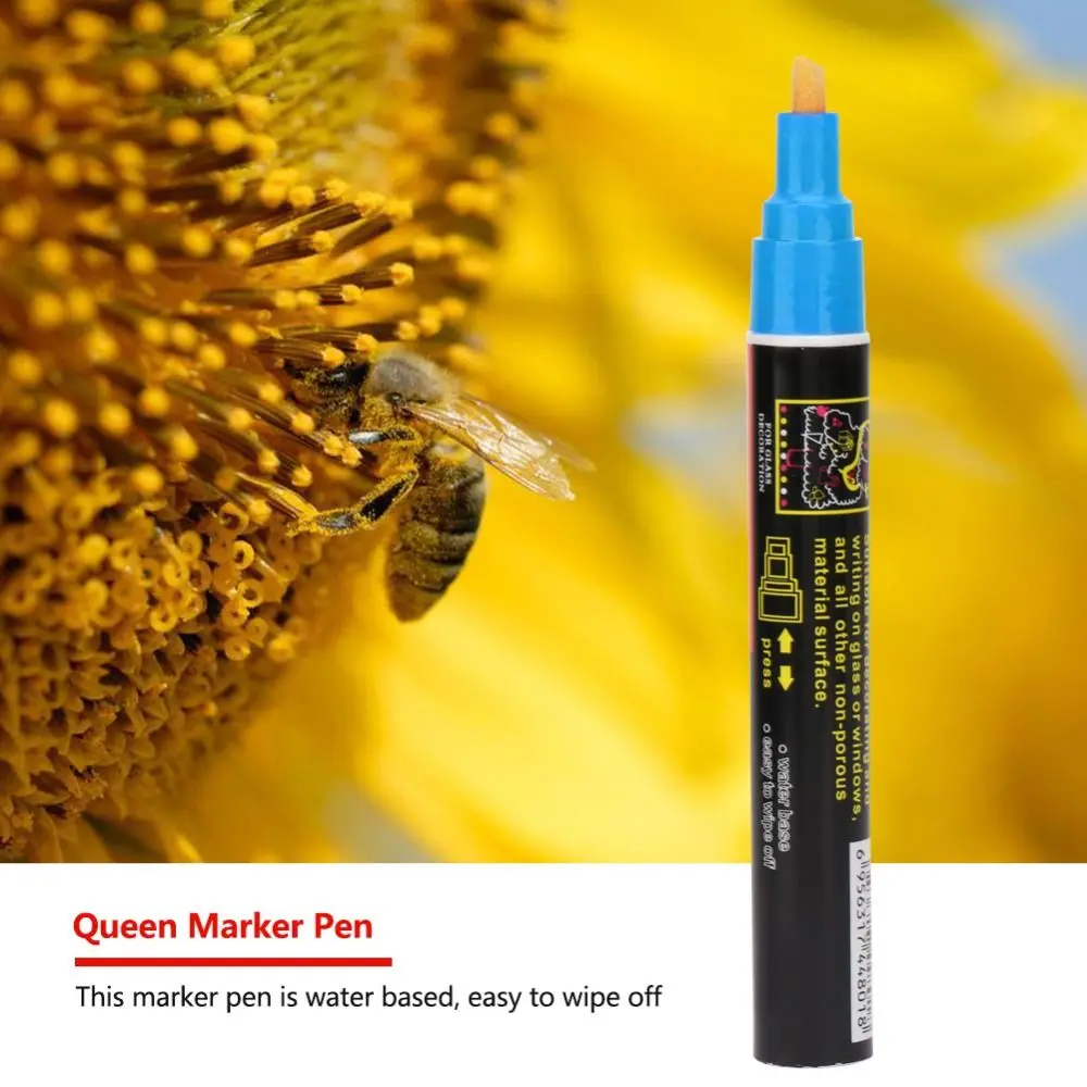 1Pcs New 8 Colors Bee Queen Marker Pen Blue Wood Tip Queen Marking Pen Plastic Water Based Bee Marking Pen for Queen Bee Marking
